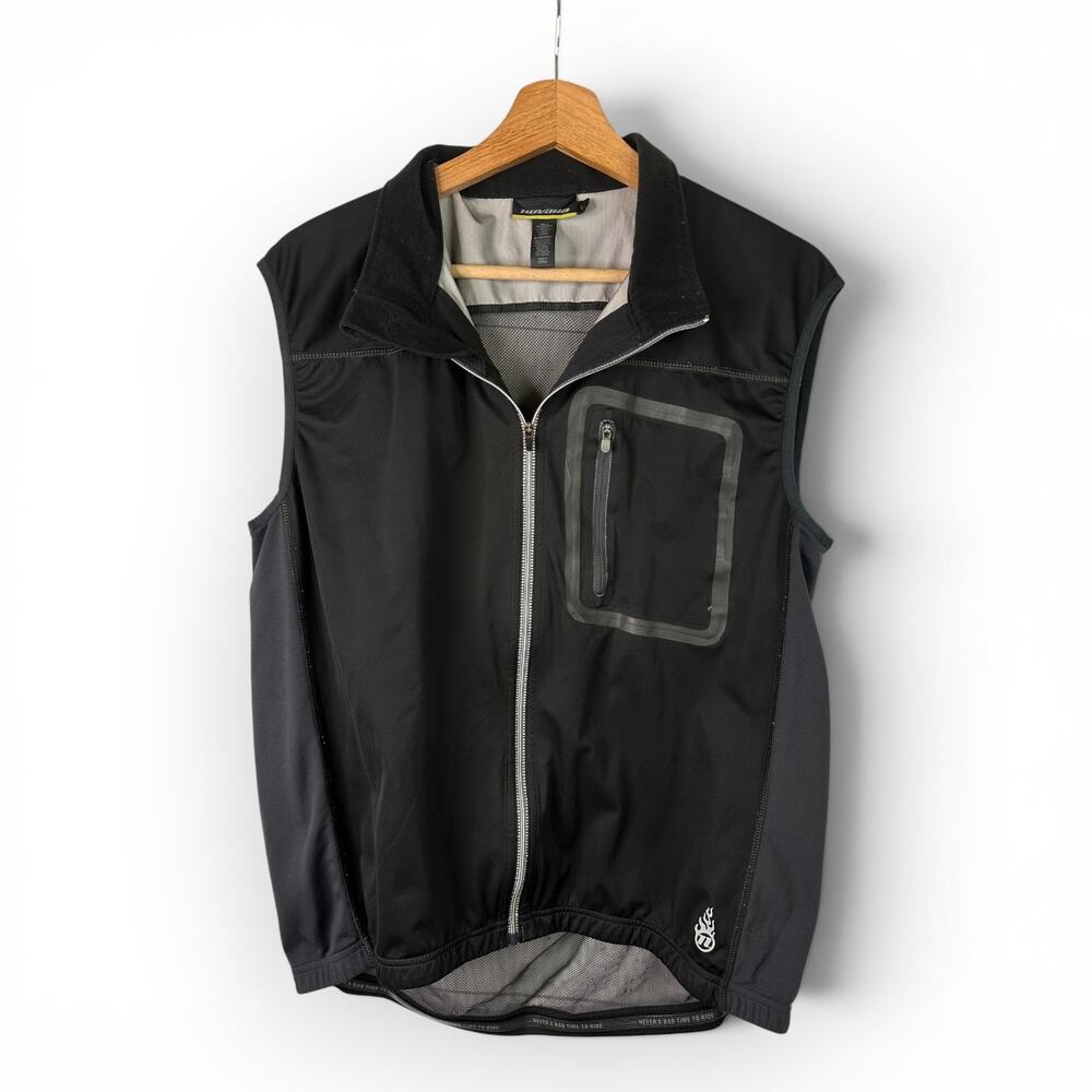 Novara Cycling Vest Men's Large Black Windbreaker Bike Mesh Back Reflective L